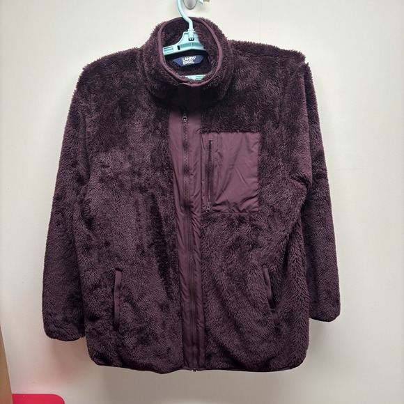 Lands' End Tops - Lands' End Womens Sweatshirt Sz L Large Long Sleeve Jacket Fleece Excellent